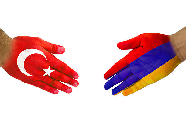 Turkey-Armenia Handshake stock photo