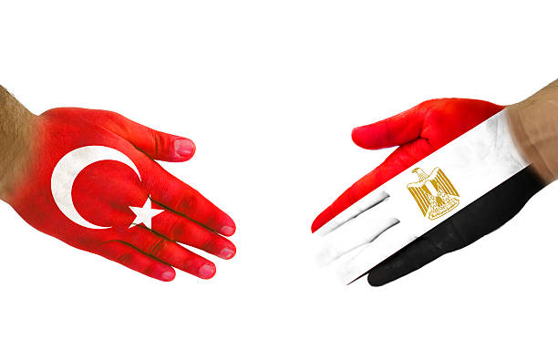 Turkey-Egypt Handshake stock photo