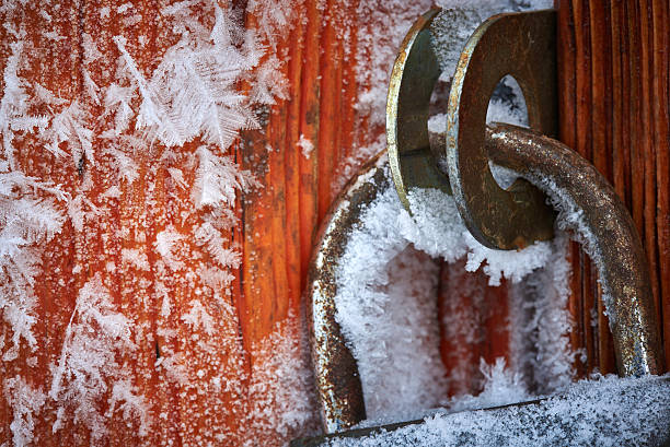 Close up chained padlock