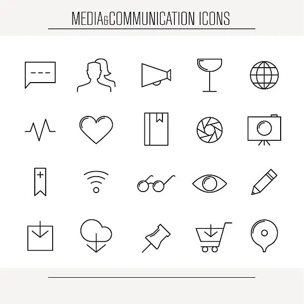 Vector illustration of Media and communication minimalistic icons