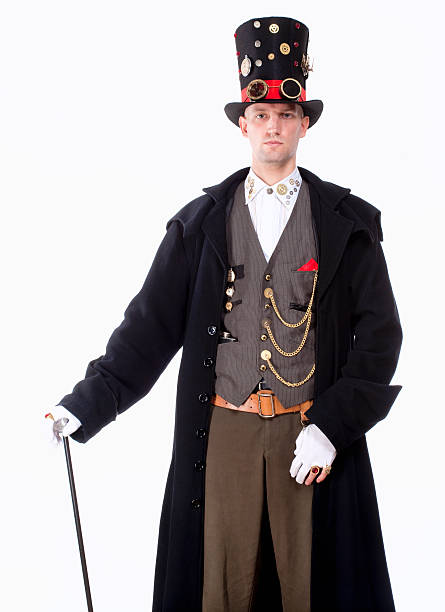 istock Magician with High Hat, Long Coat and Clock Parts Details 527314451