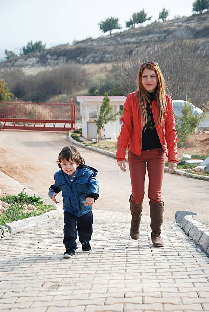 Turkish family visiting the animal shelter in Mersin, Turkey.