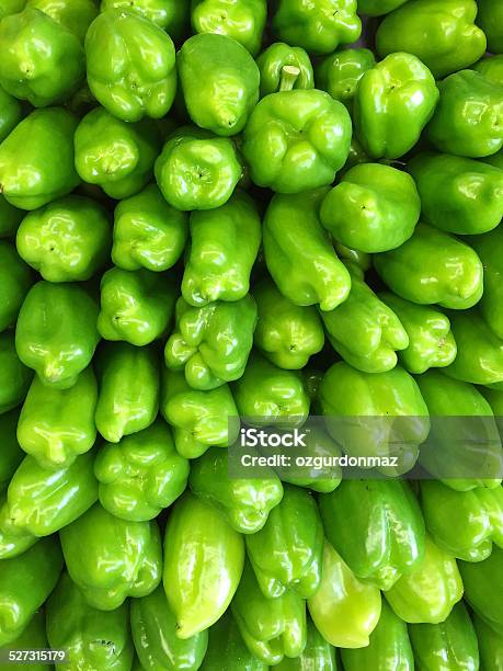 Green Bell Peppers Stock Photo - Download Image Now - Close-up, Color Image, Directly Above