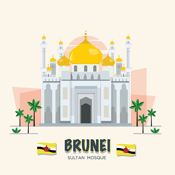 illustrations, cliparts, dessins animés et icônes de le grand mosque. historique de brunei. asean - bandar seri begawan