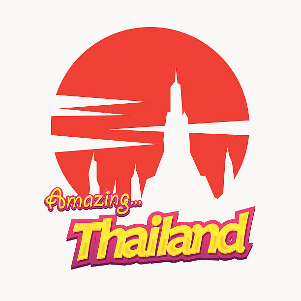 illustrazioni stock, clip art, cartoni animati e icone di tendenza di tramonto con shilouette di tempio thai-illustrazione vettoriale - thailand thai culture travel buddha