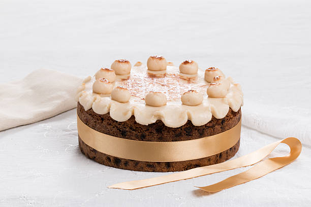 istock Simnel cake  with marzipan on the top, 527318219