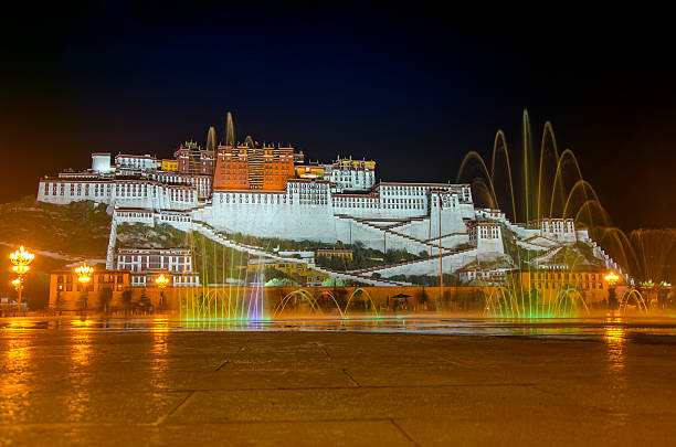 istock Fountain in front of Potala palace night view 527319629