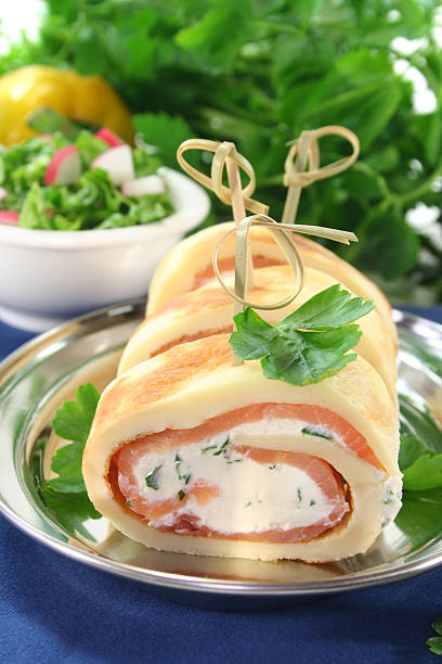 istock Pancakes with salmon and cream cheese 527319675