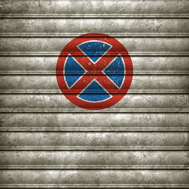 Vector illustration of weathered garage door with no parking sign_vector