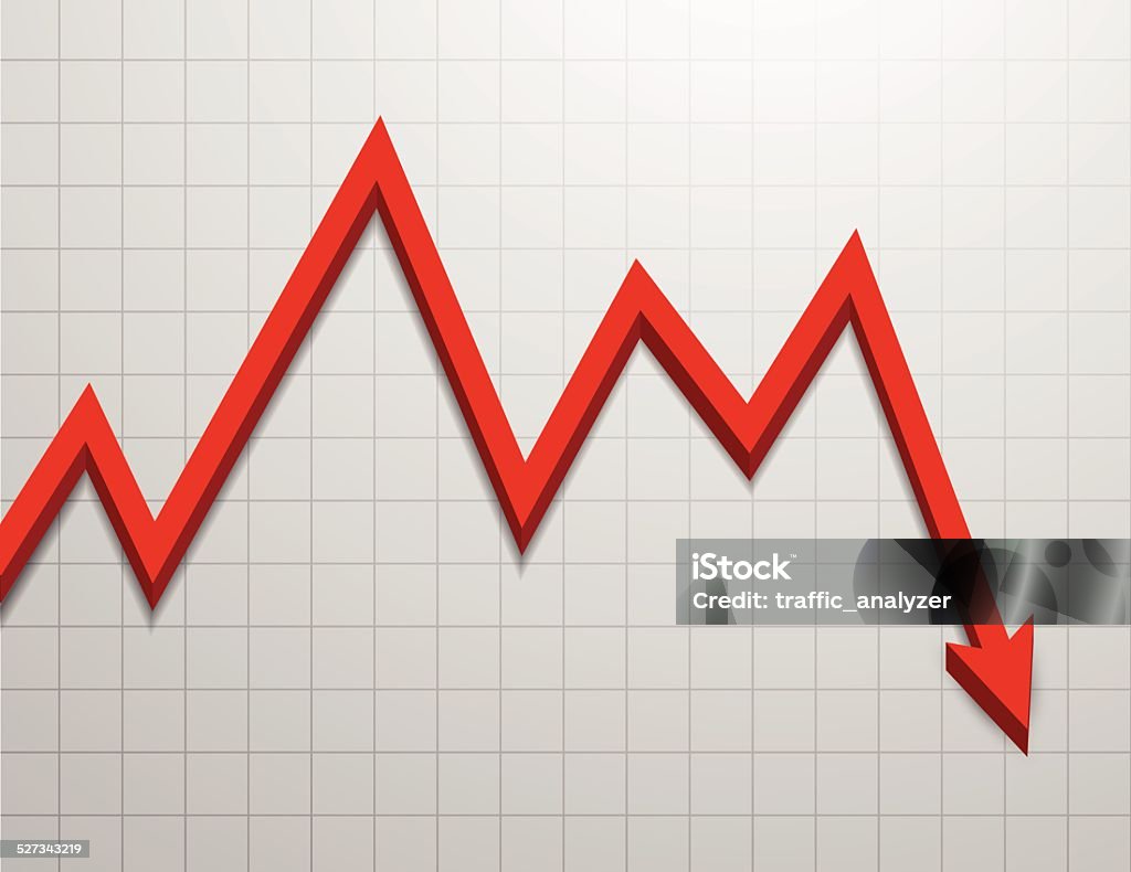 Stock market chart Illustration contains a transparency blends/gradients. Additional .aiCS6 file included. EPS 10 Moving Down stock vector