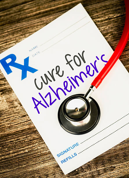 istock Prescription form written with Cure for Alzheimer's 527343443