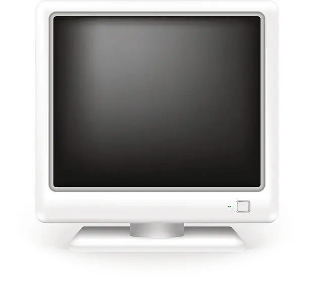 Vector illustration of Vector illustration of old CRT computer monitor isolated on white