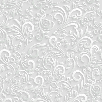 Vector Floral 3d Seamless Pattern Background. For Christmas and Invitation cards decoration