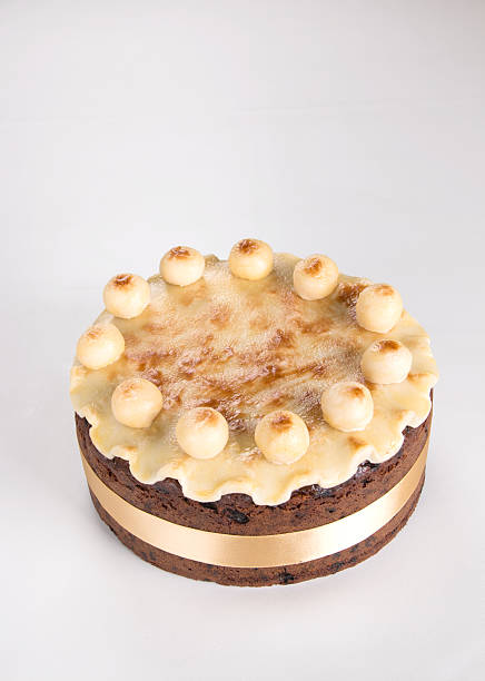 istock Simnel cake with marzipan on the top, 527344073