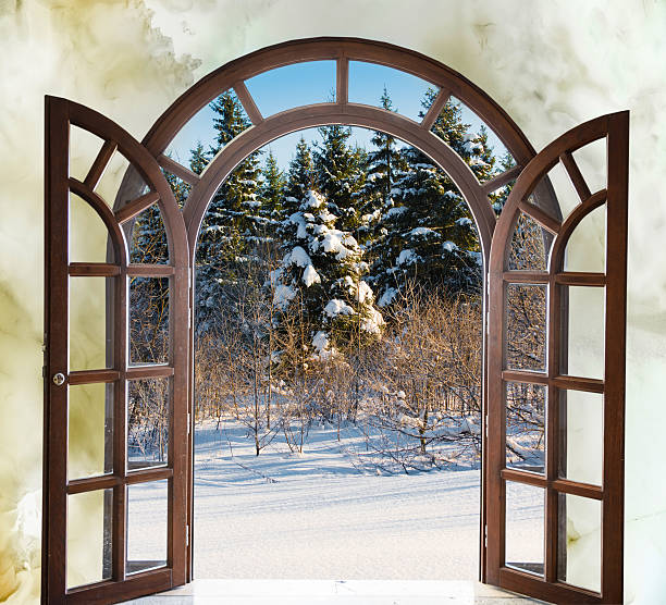 istock open arched door with views of the natural landscape 527344607