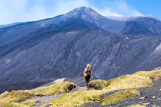 Climbing Mont Etna in Italy. Climbing Mont Etna in Italy. mt etna stock pictures, royalty-free photos & images