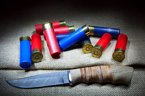 istock knife, bandolier, hunting ammunition 527392649