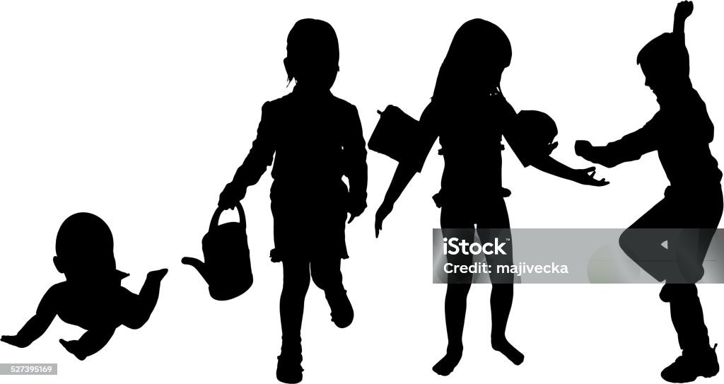 Vector silhouette of children. Vector silhouette of children on a white background. Child stock vector