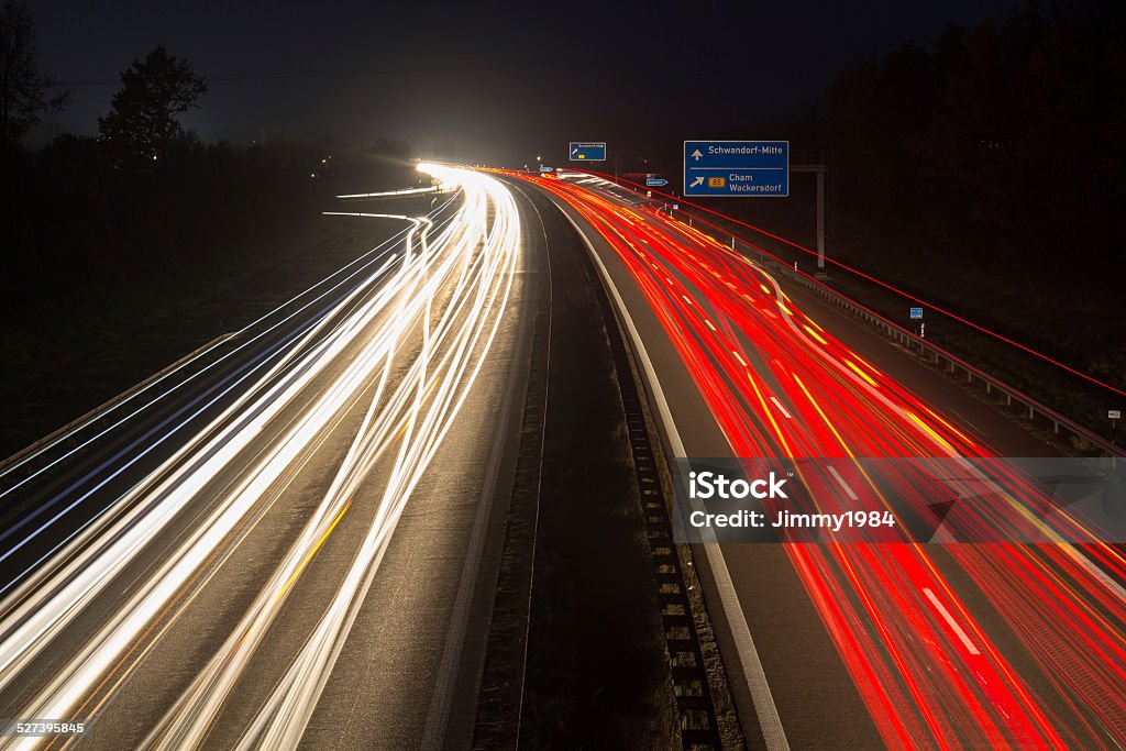motorway at night the motorway A93 next to Schwandorf in Bavaria at night Black Color Stock Photo
