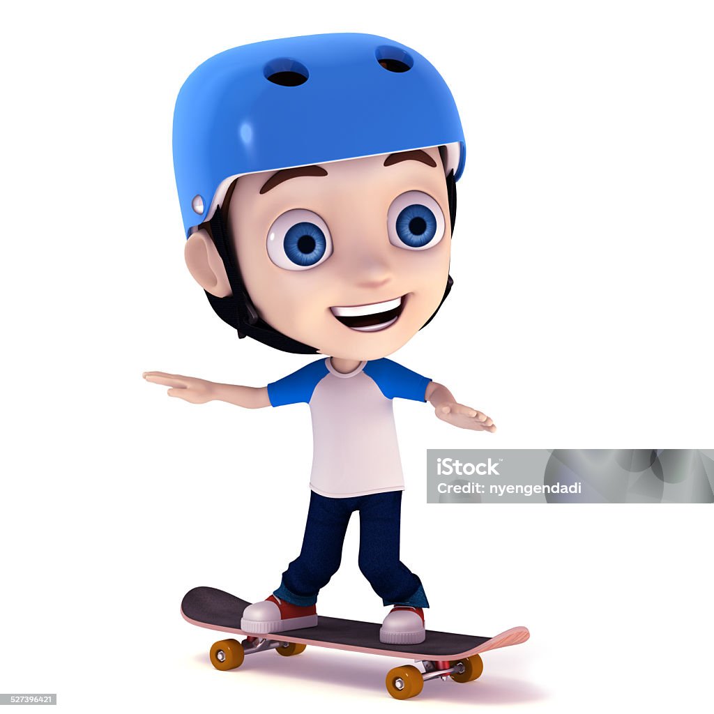 Kid playing skateboard 3d render illustration cartoon of kid series Cartoon Stock Photo