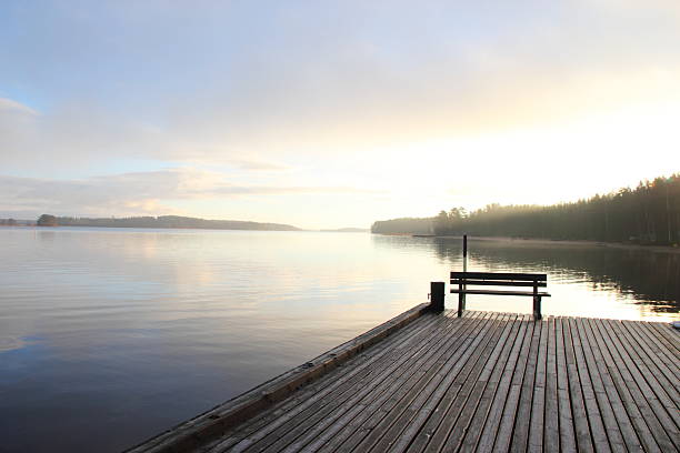 istock Landscape with lake pier in Finland. 527397533
