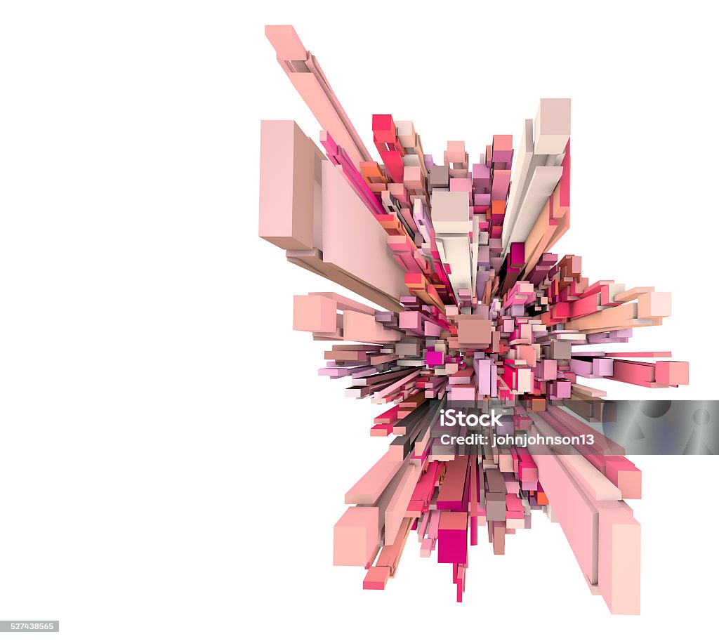Exploded Shape 3d Fragmented Pink Abstract Exploded Shape On White Stock Photo ...