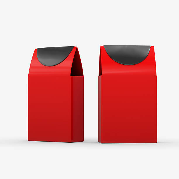 istock Red and black paper food box packaging with clipping path 527439415