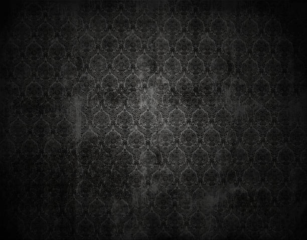 black viktorianische tapete hintergrund, retro-blumenmuster struktur - floral pattern dirty pattern grunge stock-fotos und bilder