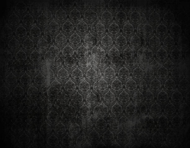 black vicorian wallpaper background, retro floral texture