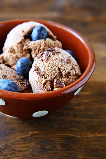 istock Sweet ice cream with blueberries in deep bowl 527444665