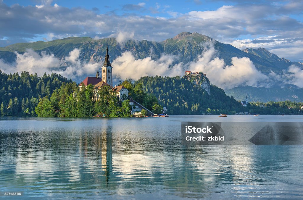 Lake Bled after raining Cloud scenery of Lake Bled after raining Bled - Slovenia Stock Photo