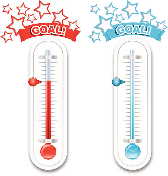 stockillustraties, clipart, cartoons en iconen met fundraiser  goal thermometers - thermometer