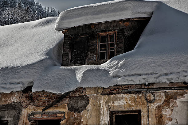 istock House roof loaded with snow 527464011
