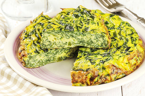 Spinach omelet stock photo