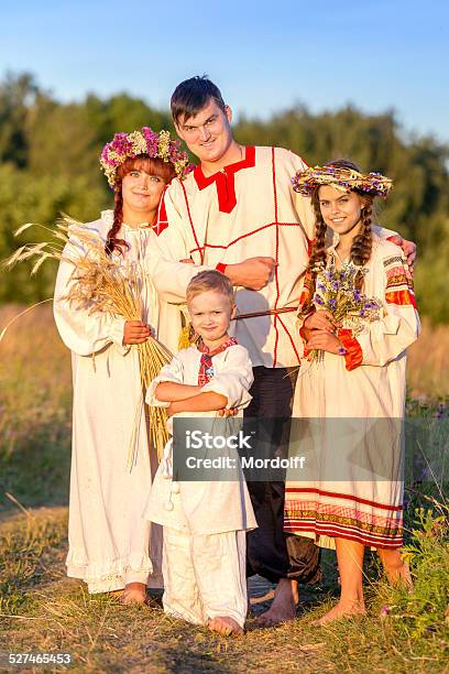 Happy Russian Family Stock Photo - Download Image Now - Summer Solstice, Teenager, Adult