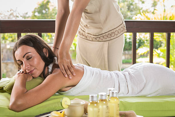 istock Young woman having a massage treatment 527466157