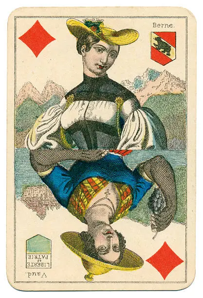 Photo of Queen of Diamonds Vues and Costumes Suisse 1880