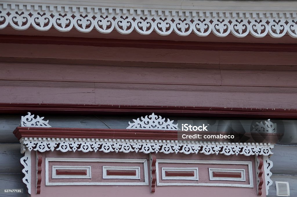 Isba in Siberia Detail of a wooden isba in Irkutsk, Siberia Horizontal Stock Photo