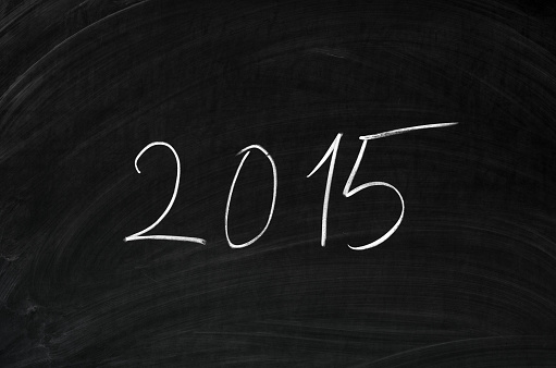 2015 number written on the blackboard with chalk