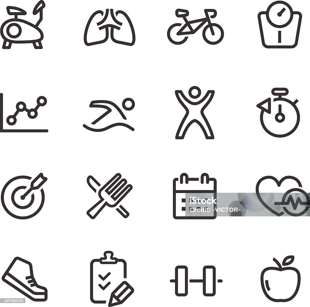Healthy and Fitness Icons - Line Series View All: Flexing Muscles stock vector