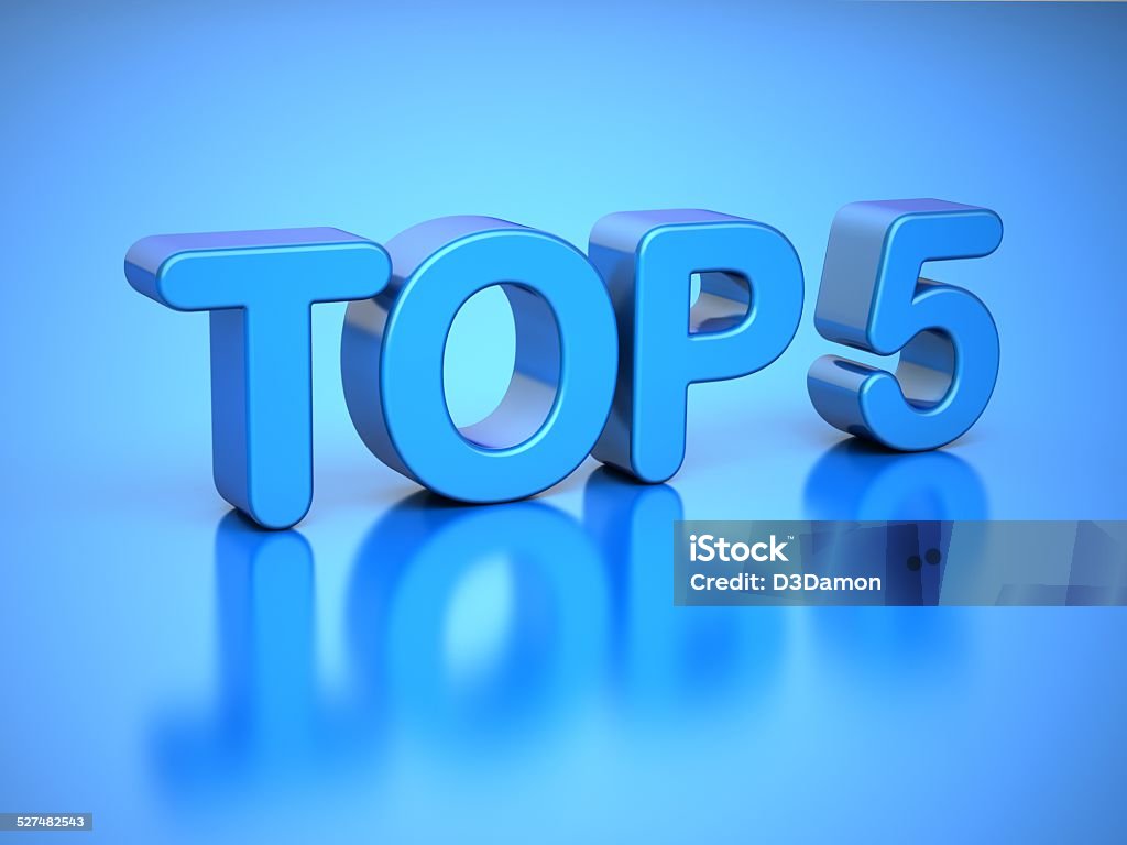 TOP 5 auf blauem Hintergrund - Lizenzfrei Zahl 5 Stock-Foto