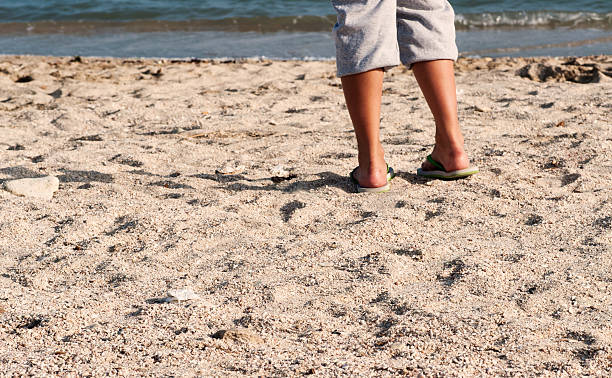 istock Female feet on sand 527483993