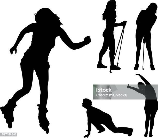 Vector Silhouettes Of Different Women Stock Illustration - Download Image Now - Activity, Adult, Athlete