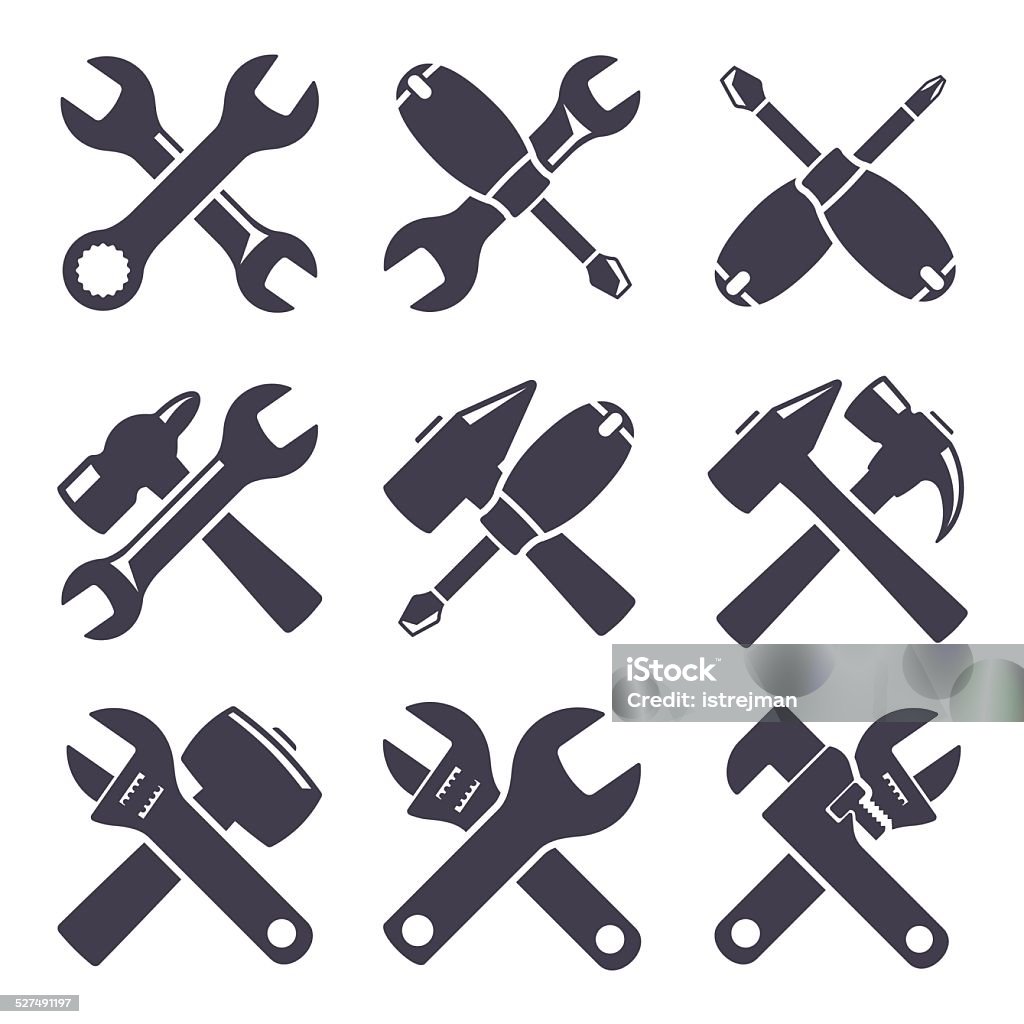 Set icons of tools Set of icons of tools on white background Abstract stock vector