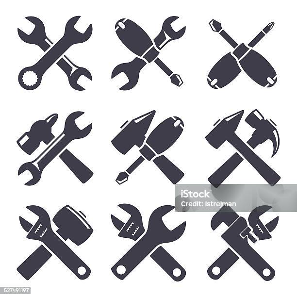 Set Icons Of Tools Stock Illustration - Download Image Now - Abstract, Adjustable Wrench, Axe