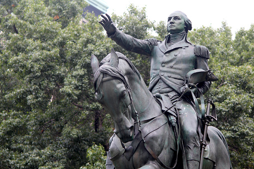 Equestrian statue of General George Washington, in the south side of Union Square. New York City
