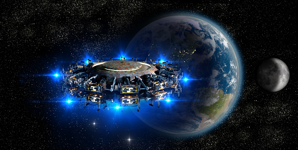 Alien Mothership Ufo Nearing Earth Stock Photo - Download Image Now - UFO, Alien, Outer Space - iStock