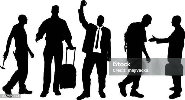 Vector Silhouettes Of Different Men Stock Illustration - Download Image Now - Activity, Adult, Back Lit