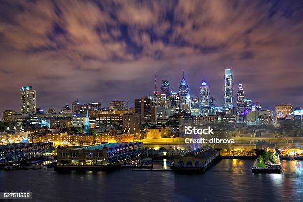 Philadelphia Skyline Stock Photo - Download Image Now - Philadelphia - Pennsylvania, Night, Commercial Dock