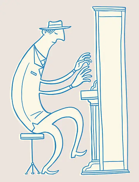 Vector illustration of Man Playing Piano